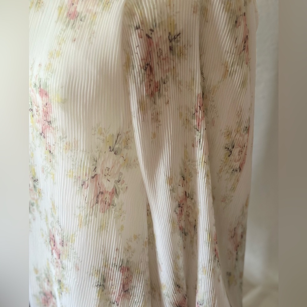GANNI Mini Fluted Floral Dress in Ivory XS / 32